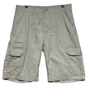 WearFirst Mens Khaki Ripstop Cargo Shorts Tan Sz32 Cotton Stretch Hiking Utility
